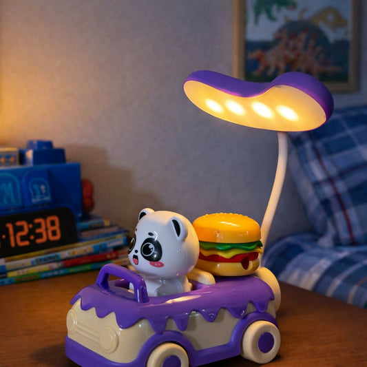 Purple Panda Car LED Desk Lamp with Pen Holder Kids Study Table Lamp