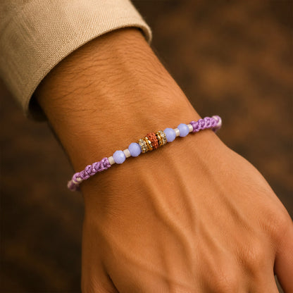 Sparkling Pearl Stone Rakhi with Colorful Thread and Premium Festive Beauty