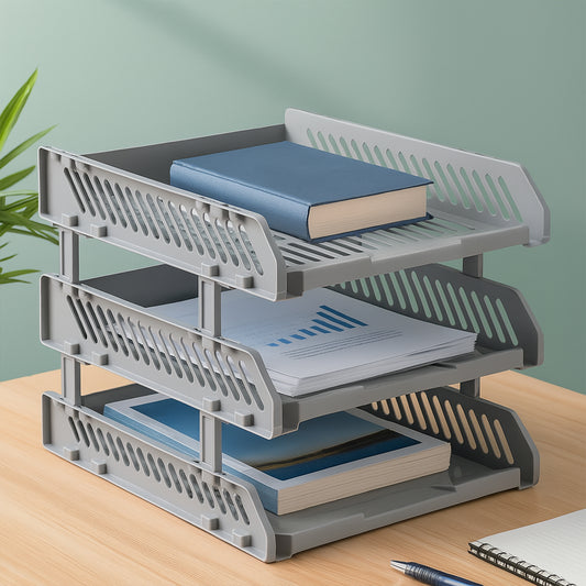 Multifunctional File Rack with Drawers: Desktop Storage for Office Supplies (4/3 Layers)