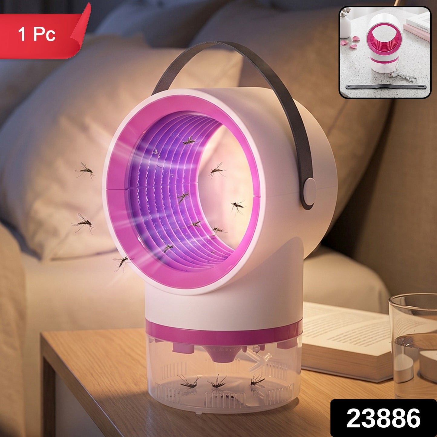 Electric USB Mosquito Killer Lamp Portable Suction Trap with Handle (1 Pc)