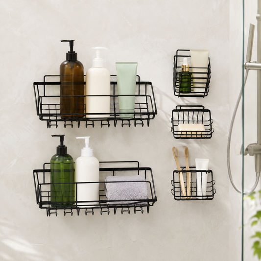 Metal Shower Caddy – Durable 5-Pc Bathroom Organizer Combo