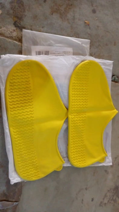 Non-Slip Silicone Rain Reusable Anti skid Waterproof Fordable Boot Shoe Cover (Extra Large Size (XL)/ 1 Pair / Yellow)