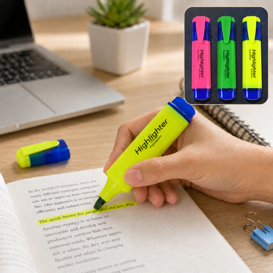 Assorted Color Highlighter Pens – Water-Based Broad Tip Set