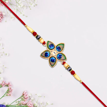 Designer Mor Pankh Rakhi – Star Shaped Elegance for Rakshabandhan