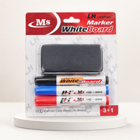 Whiteboard Marker Set with Duster for Office Dry Erase Markers (4 Pc)