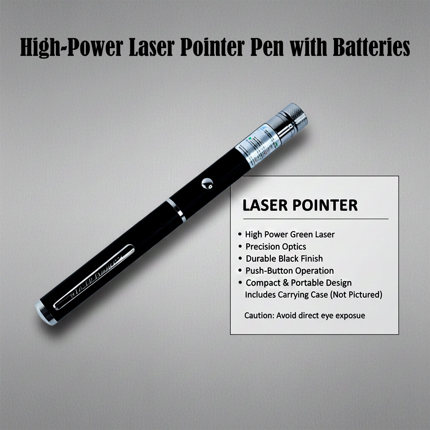 High-Power Laser Pointer Pen with 2 AA Batteries (1 Set)