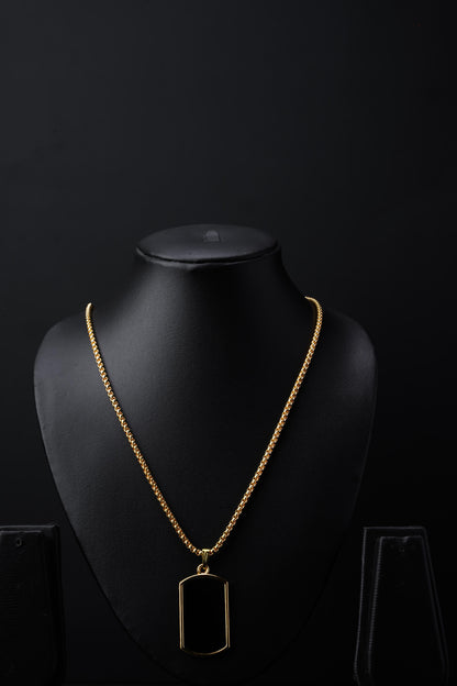 Black Rectangular Pendant Necklace