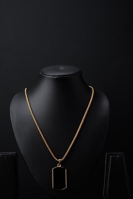 Black Rectangular Pendant Necklace