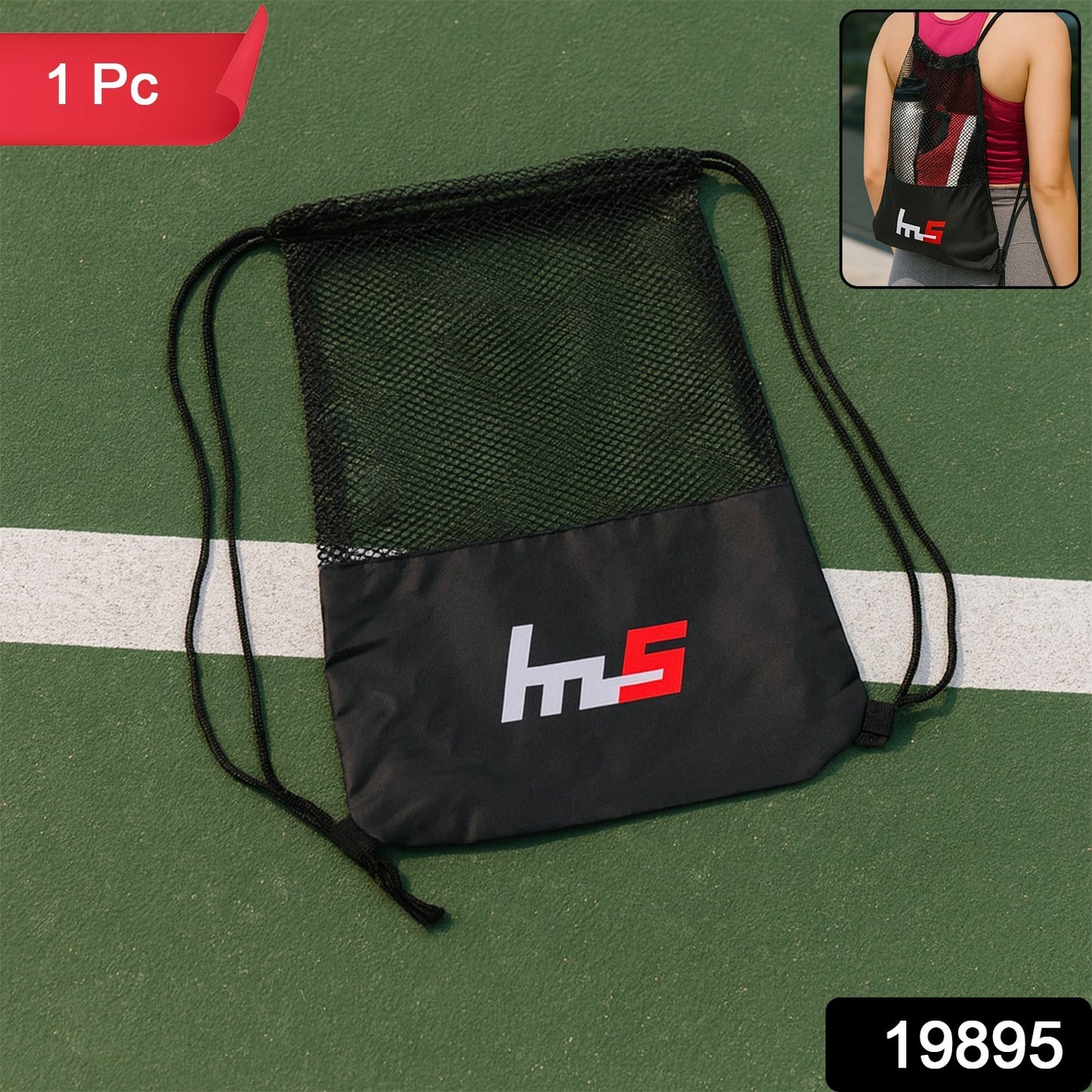 Mesh Drawstring Gym Sack – Breathable Sports Backpack (1 Pc)