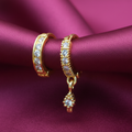 Gold Plated Crystal Huggie Hoop nosepin with AD for women and girls Combo Pack of 2