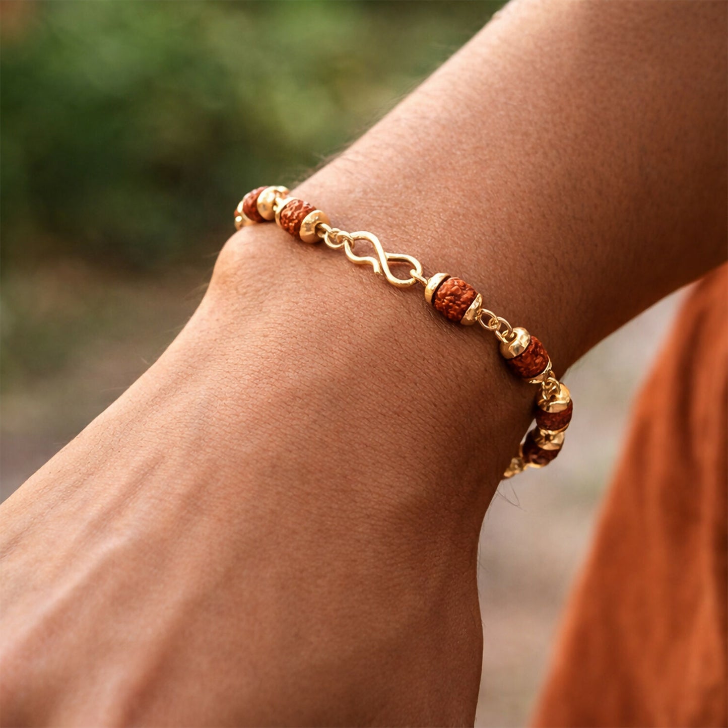 Rudraksha Gold Necklace & Bracelet Set with Designer Pendant