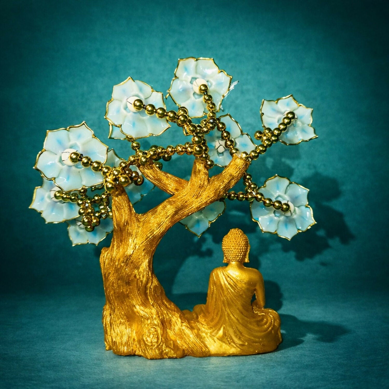 Buddha Tree Showpiece with Evil Eye Flowers for Home, Office & Pooja Decor