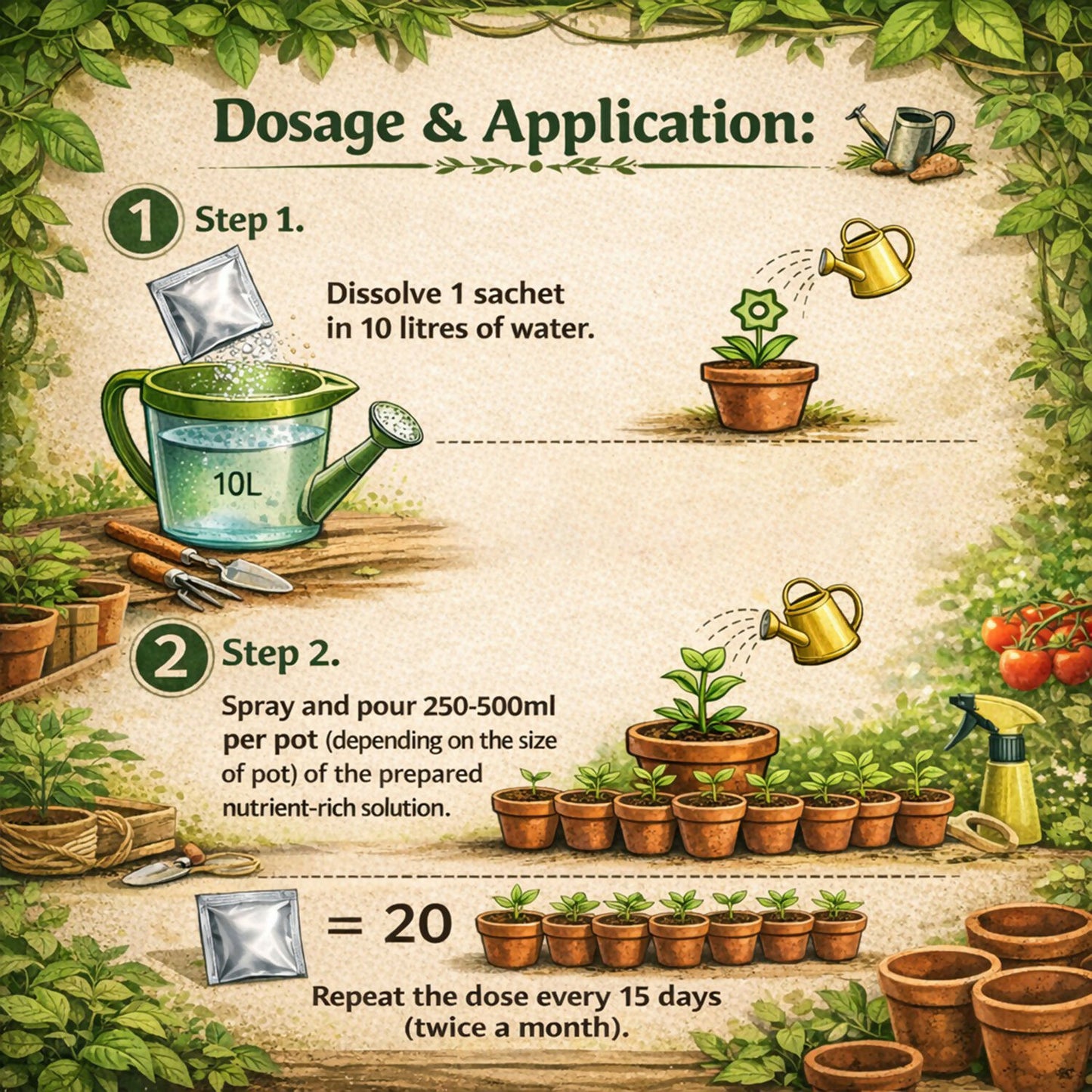 Kitchen Garden Growth Booster For Healthy & Vibrant Kitchen Garden (7g/10 Sachets) (70 g)