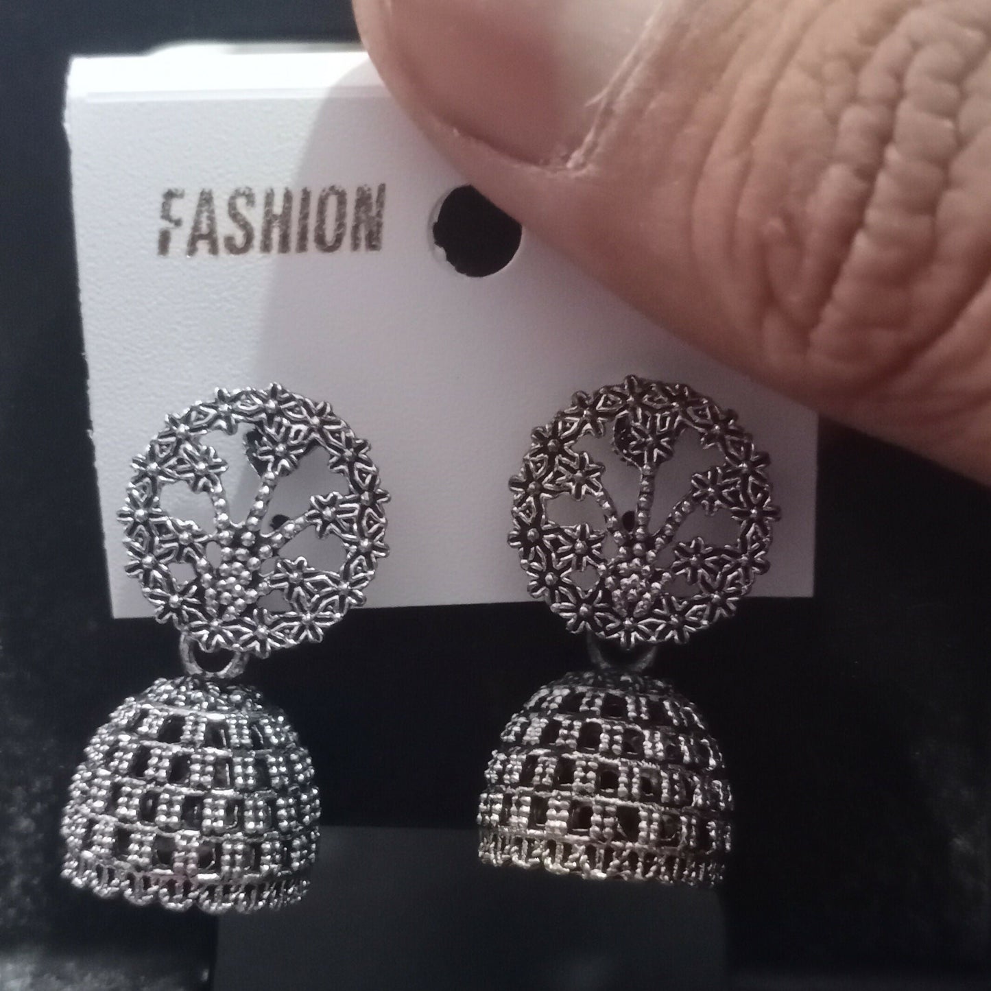 Oxidized Silver Floral Jhumka Earrings for Women – Traditional Ethnic Designer Jewelry