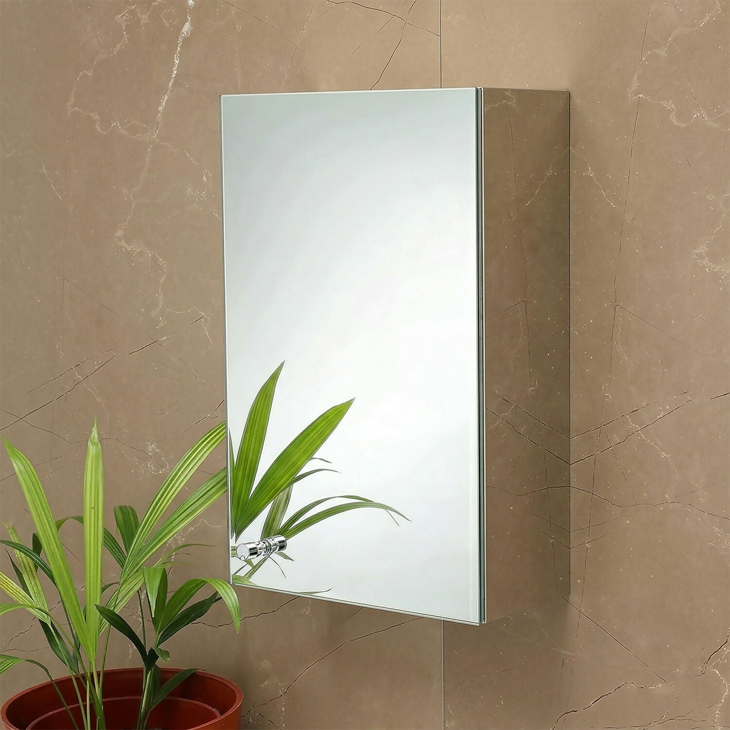 Wall Mounted Mirror Cabinet with Storage, HD Mirror Door Bathroom Organizer with Multi Shelf Storage & Modern Design