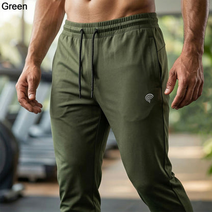Men’s premium sports track pants blue front view