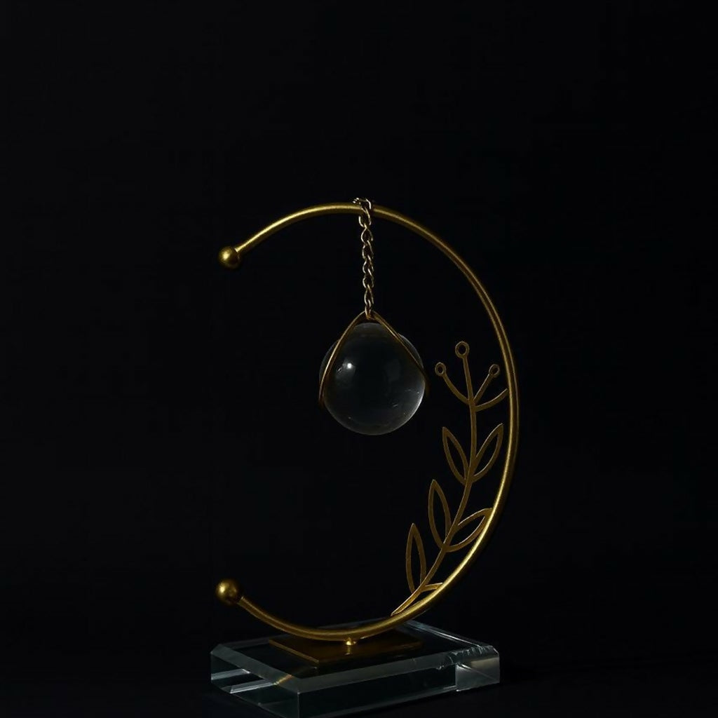 Crystal Ball Crescent Metal Table Decor Modern Decorative Showpiece