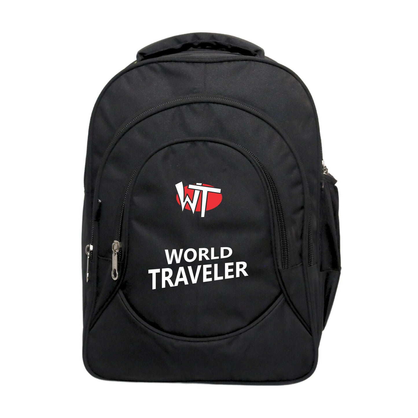 World Traveler Backpack – Lightweight Travel & Laptop Bag with Multi-Compartment Design, Durable Fabric, Black - Multicolor Logo