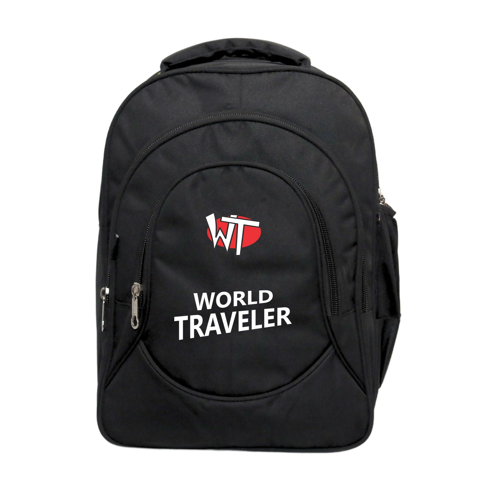 World Traveler Backpack – Lightweight Travel & Laptop Bag with Multi-Compartment Design, Durable Fabric, Black - Multicolor Logo