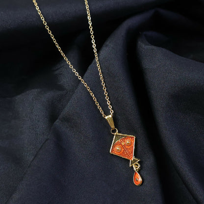 Traditional Kite Shape Pendant Necklace with Chain for Women