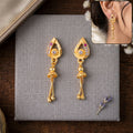 Ethnic Gold-Plated Leaf Motif Earrings – Elegant Drop Design for Women