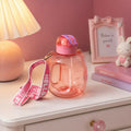 Cute Bear Water Bottle with Adjustable Shoulder Strap and Handle