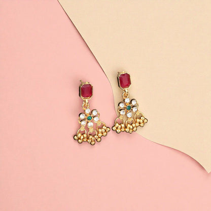 Romantic Rose Gold Ruby Red Crystal Heart Necklace Set