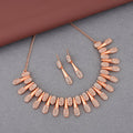 Rose Gold-Toned American Diamond Tassel Necklace Set – Stylish Jewelry