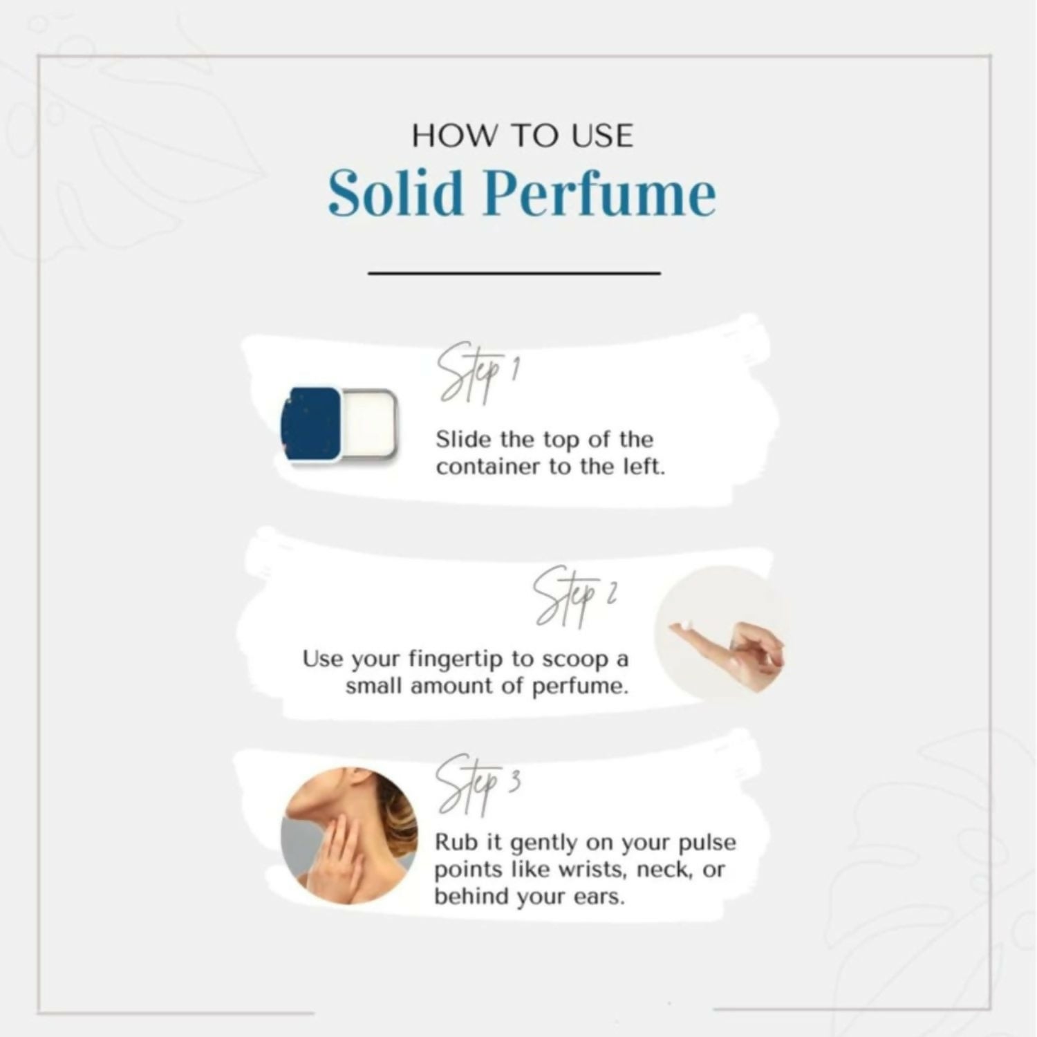 Applying solid perfume on wrist pulse point