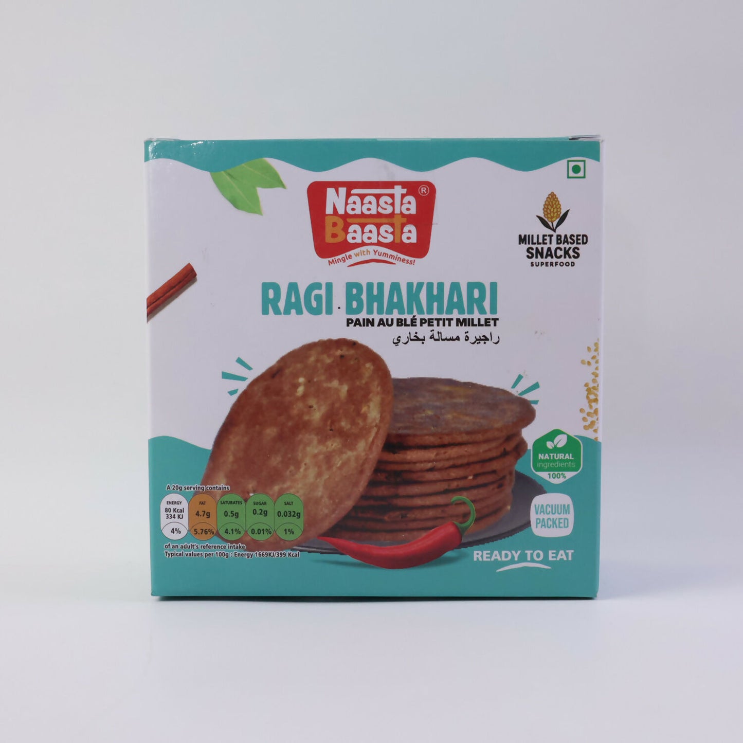 Naasta Baasta Ragi Bhakhari - Crispy Millet Based Ready to Eat Healthy Snack (200gm)
