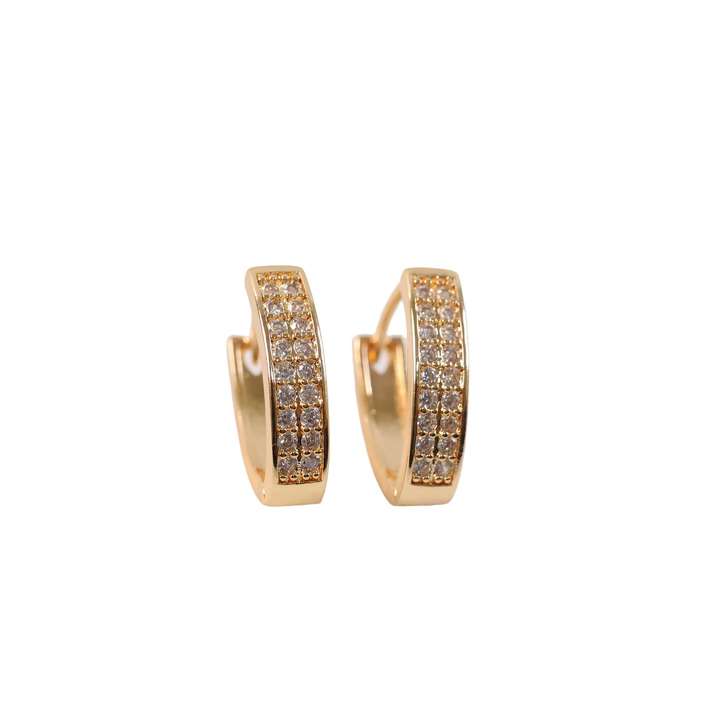 Elegant Gold Finish Crystal Studded Hoop Earrings for Women & Girl
