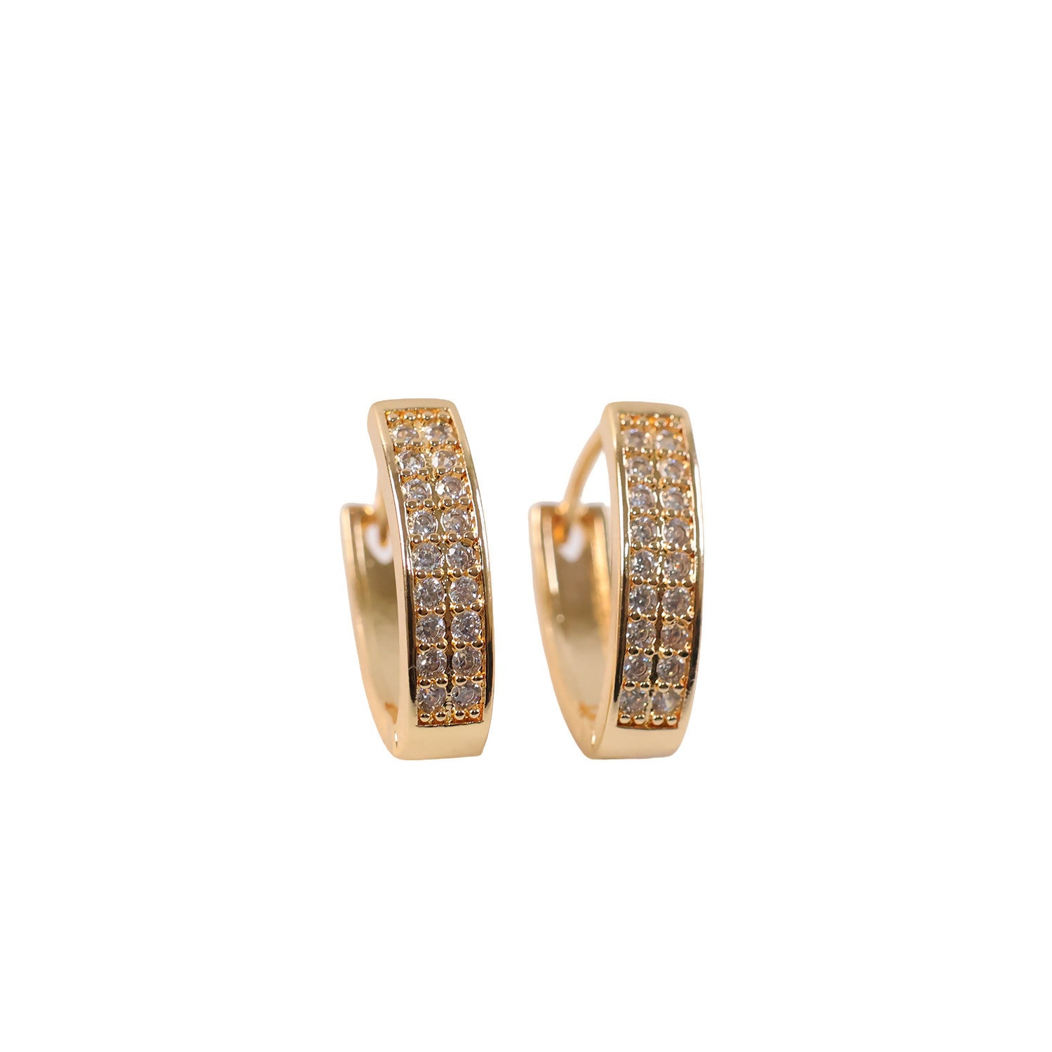 Elegant Gold Finish Crystal Studded Hoop Earrings for Women & Girl