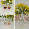 Rose Gold Stud Earrings Set – 3-Pair Elegant Combo for Women