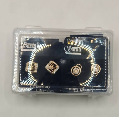 Rose Gold AD Stud Earrings Set | 3 Pair Combo | Diamond Look for women and girls