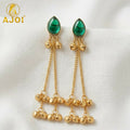 Green Stone Earrings – Elegant Traditional Gold Plated Jewelry