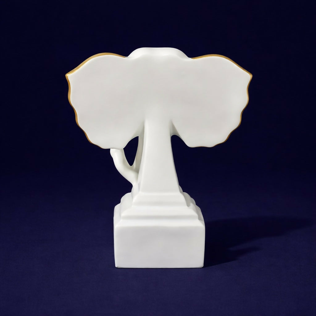 Close-up of elephant showpiece highlighting smooth surface and gold details