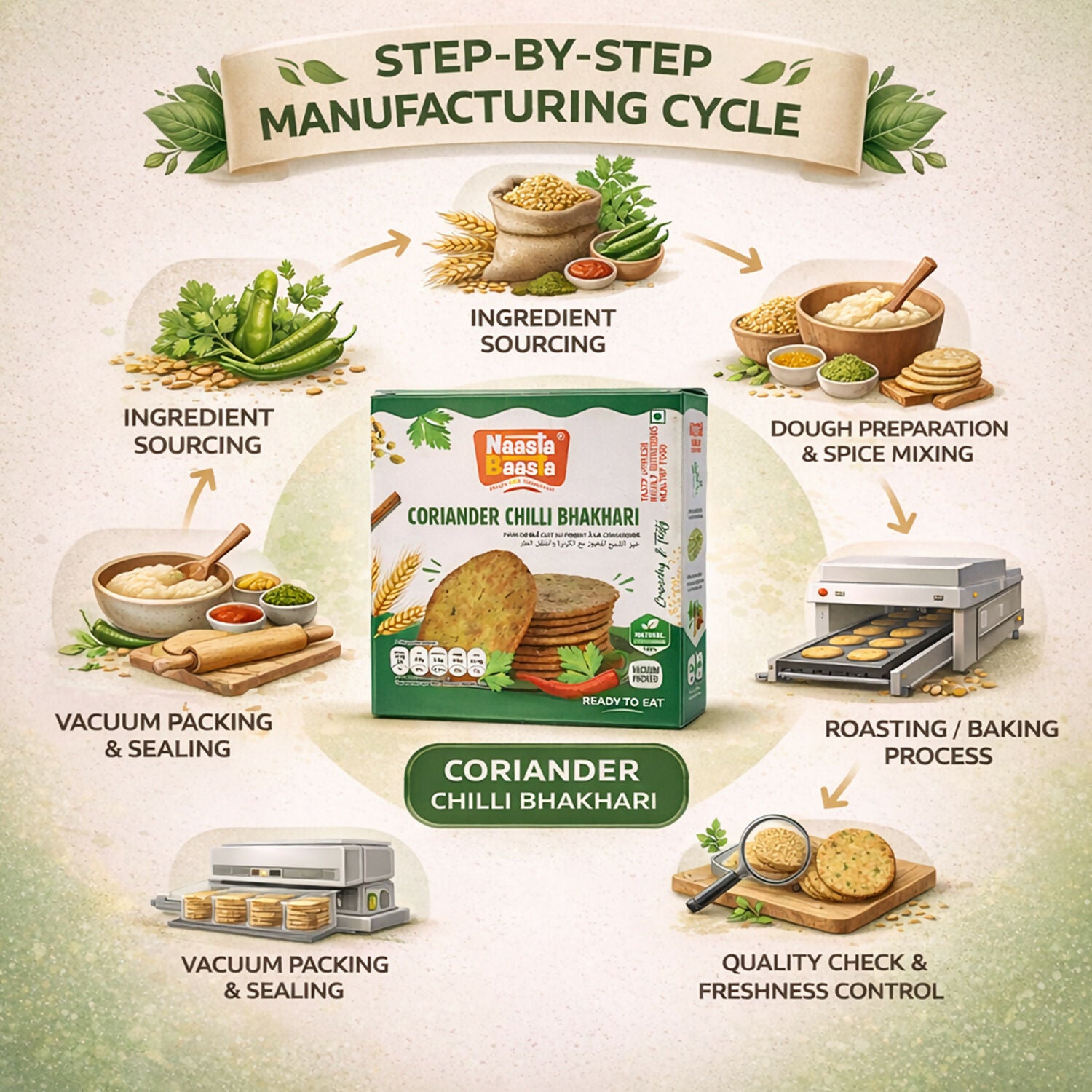 Naasta Baasta Coriander Chilli Bhakhari - Crispy Ready to Eat Snack (200 Gm)