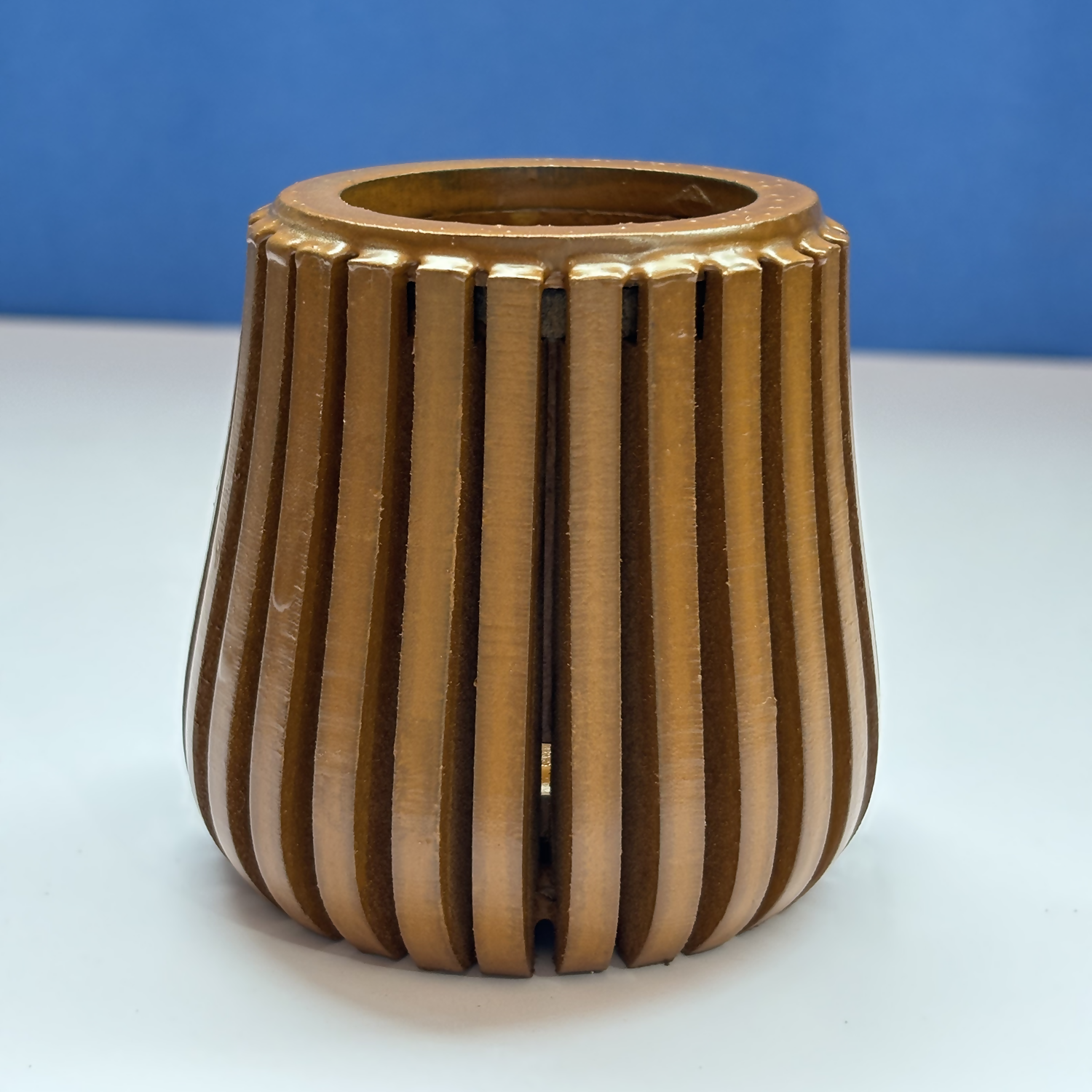 Empty brown MDF pen holder ready to store and organise your everyday desk essentials.