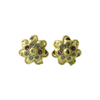 Luxury gold stud earrings with shimmering crystal accents