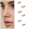 Rose Gold Nosepin Stud – Elegant Floral Flat Back Combo Pack