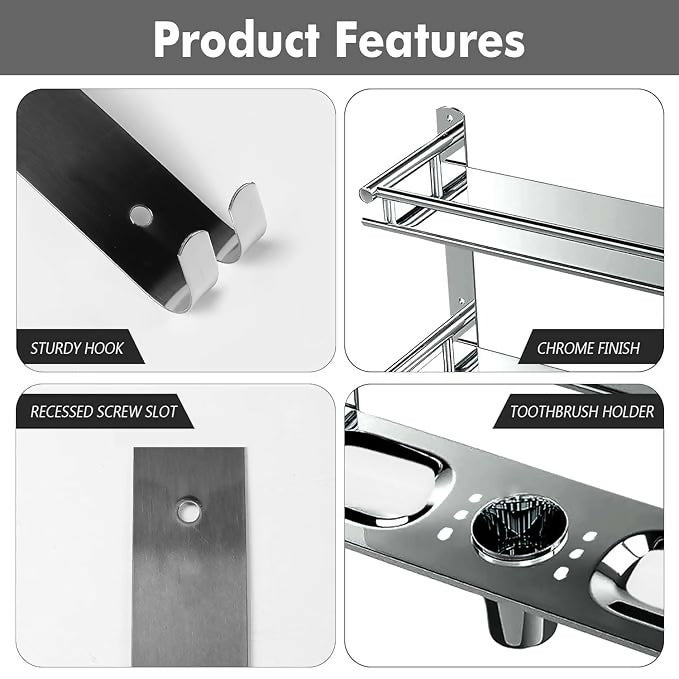 6 in 1 Wall Mounted Storage Shelf Organizer Rack for Bathroom & Kitchen Use