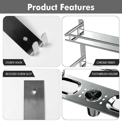 6 in 1 Wall Mounted Storage Shelf Organizer Rack for Bathroom & Kitchen Use