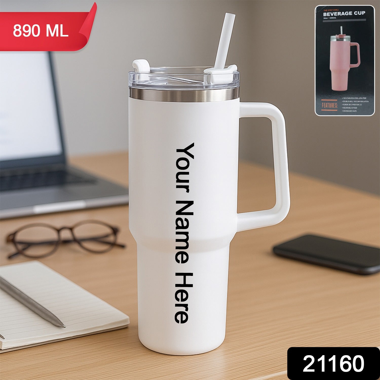 Cutomized Premium Stainless Steel Vacuum Insulated Tumbler Travel Mug   (890ML / 1 Pc)