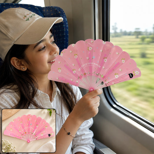 Foldable Hand Fan for Travel Compact Pocket Size Cooling Fan (1 Pc)