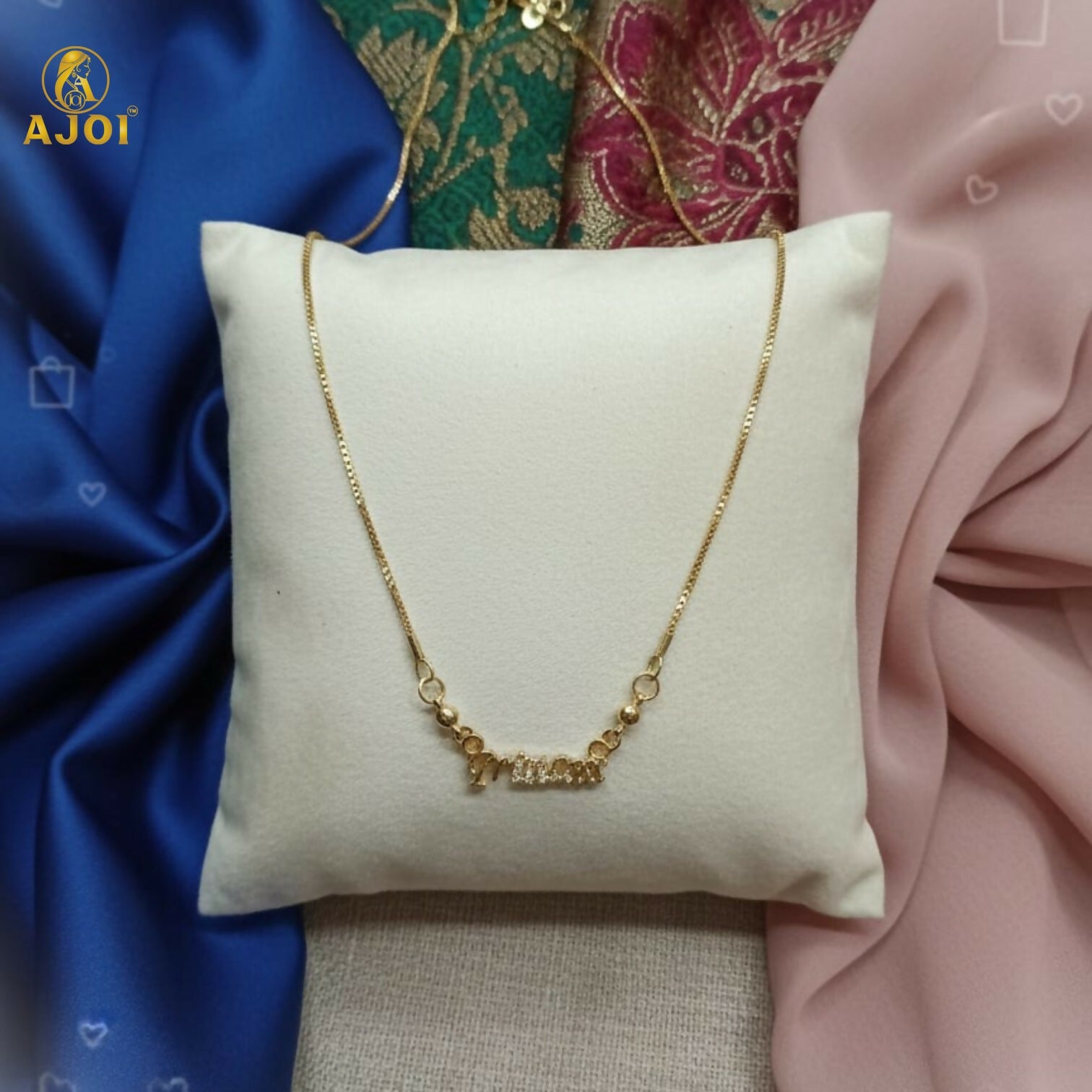 Princess Gold Plated Name Pendant Necklace with Crystal Stones for Women