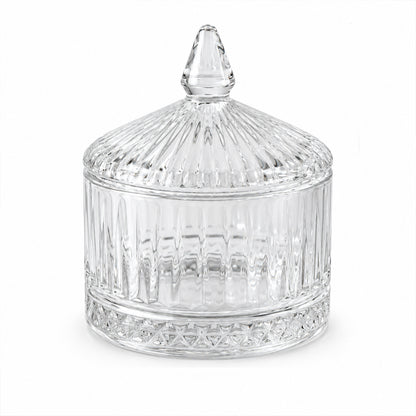 Decorative Glass Candy Jar with Patterned Lift-Off Lid (240 ml, 1 Pc)
