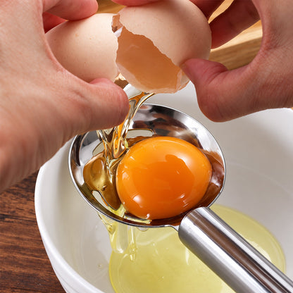 Stainless Steel Egg Yolk Separator with Long Handle for Baking Use (1 Pc)