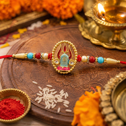 Mahadev Shivling Designer Rakhi with Beads for Brother Raksha Bandhan Gift (5pcs)