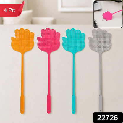 Long Handle Plastic Fly Swatter Set for Home and Kitchen (4 Pc)