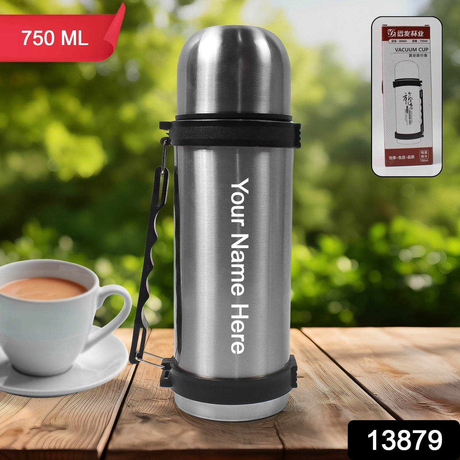 Customize Portable Stainless Steel Coffee Tea Vacuum Flask Bottle (750ml / 1 Pc)